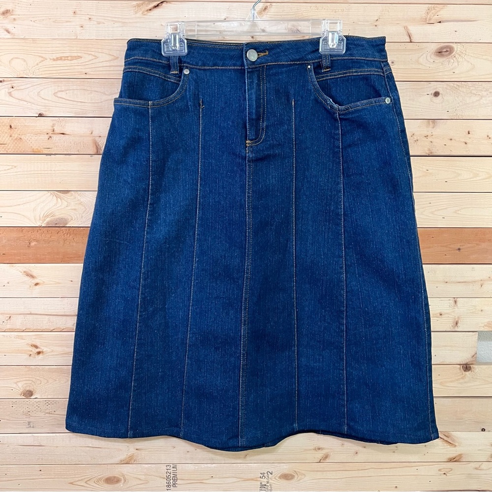 Indigo Stretch Midi Denim Jean Skirt size 10